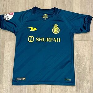 Cristiano Ronaldo Al Nassr Jersey #7 Blue Shurfah Soccer Shirt Youth Size 22
